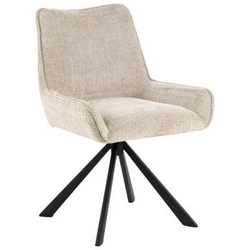 Krzesło do jadalni tapicerowane obrotowe Eddie beżowe Actona z podłokietnikami skandynawskie
