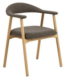 Krzesło do jadalni tapicerowane boho Addi Actona brązowe dąb z podłokietnikami