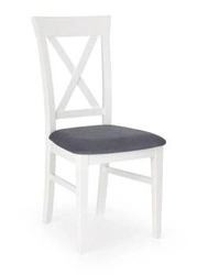 Krzesło drewniane Gamo Intesi białe i szare tapicerowane do jadalni styl skandynawski