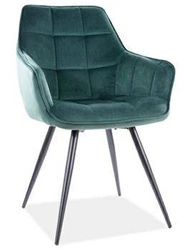 Krzesło tapicerowane Loly Velvet zielone do jadalni welurowe z podłokietnikami glamour Intesi