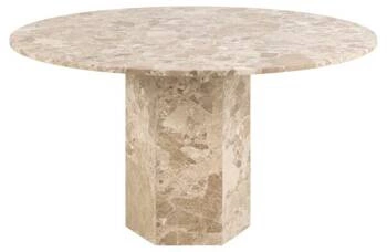 Stół okrągły marmurowy Naxos 100 cm brązowy glamour do jadalni nowoczesny Actona