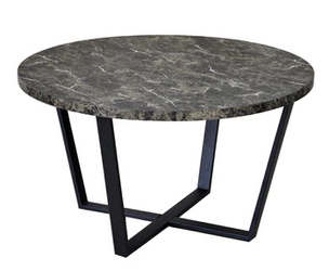 Stół okrągły do jadalni Amble glamour brązowy z czarną metalową podstawą 110 cm Actona