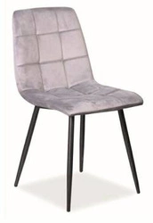 Krzesło do jadalni Mello Intesi tapicerowane welur szare nowoczesne z czarnymi nogami