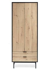 Szafa nowoczesna Nihala dąb artisan czarna z półkami do sypialni głębokość 53 cm