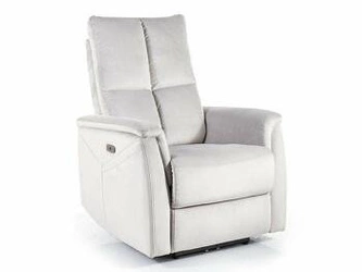 Fotel rozkładany z masażem Mars Intesi szary welur do salonu nowoczesny z podgrzewaniem