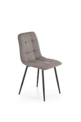 Krzesło tapicerowane Fime szare do jadalni i salonu nowoczesne z czarnymi metalowymi nogami