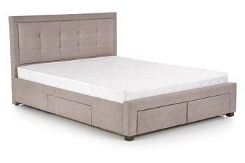 Łóżko tapicerowane Evora beżowe 160x200 z szufladami i pojemnikiem do sypialni