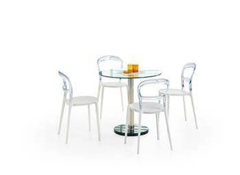 Stół okrągły szklany do jadalni Intesi Clever nowoczesny transparentny na jednej nodze 80 cm