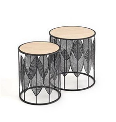 Zestaw 2 okrągłych stolików kawowych Lifts Intesi czarny nowoczesny do salonu 2w1