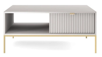 Stolik kawowy prostokątny Delicious szary z szufladą i półką nowoczesny do salonu Intesi