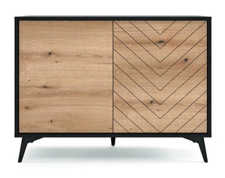 Komoda Fargo loftowa w jodełkę na nóżkach nowoczesna czarna 104 cm do salonu Intesi