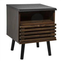 Szafka nocna Asmar 40 cm brązowa z frezowanym frontem, Atmosphera, rustykalna elegancja do sypialni