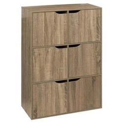 Komoda Kali 6 szafek nowoczesna wąska drewniana do przedpokoju 100 cm naturalna