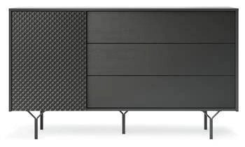 Komoda czarna Navara 144 cm nowoczesna z szufladami na nóżkach do salonu i sypialni Intesi