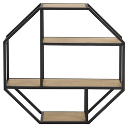 Półka ścienna industrialna Seaford Octagon dąb na książki i dekoracje do salonu Actona