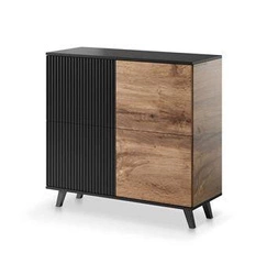 Komoda Adre 100 cm czarna dąb wotan na nóżkach loftowa do salonu i sypialni Intesi