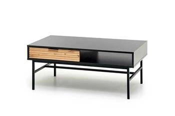 Stolik kawowy prostokątny Nihala 110x60 cm loftowy czarny z półką do salonu Intesi