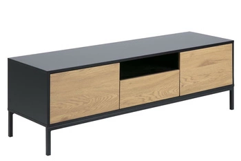 Komoda Seaford 140 cm czarna dąb naturalny industrialna z szufladami do salonu RTV Actona