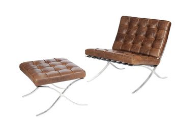 Fotel z podnóżkiem BA1 vintage brązowy