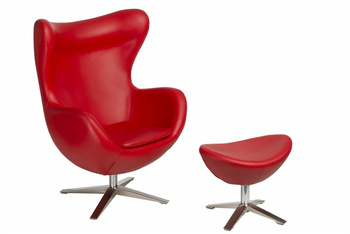 Fotel z podnóżkiem Jajo Soft skóra ekologiczna czerwony 513