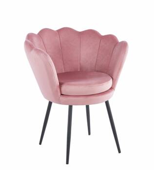Krzesło muszelka Fiona VIC różowy jasny/nogi czarne