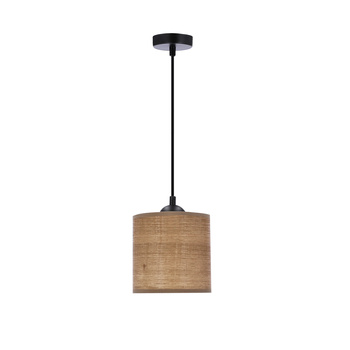 Lampa wisząca Legno czarny 15 1x40W E27  abażur orzechowy