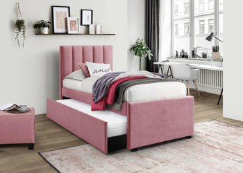 Łóżko pojedyncze Ovilea Velvet różowy 90 cm