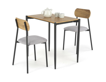 Zestaw stół + 2 krzesła Maddie naturalny/czarny