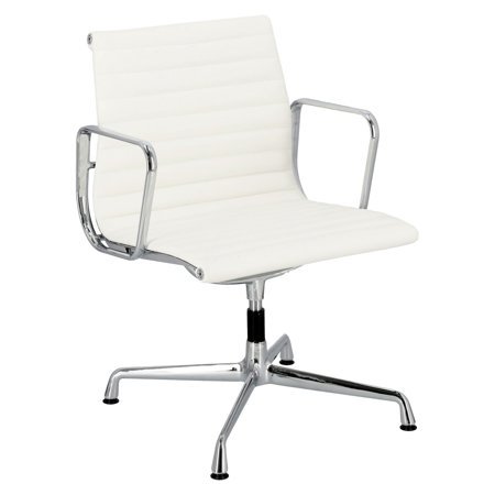  Fotel konferencyjny CH1081 inspirowany EA108 skóra biała, chrom