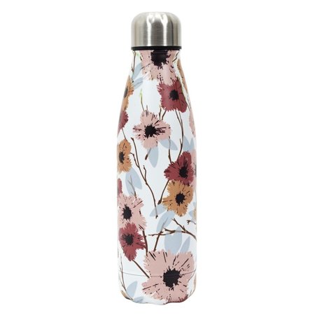 Butelka termiczna Flower biało różowa   