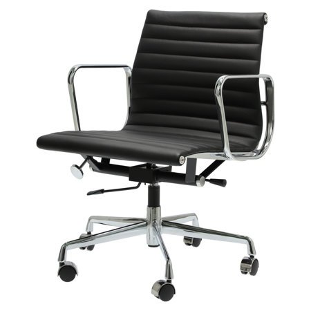 Fotel biurowy CH1171 PREMIUM inspirowany EA117 skóra, chrom czarny