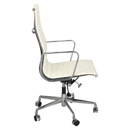 Fotel biurowy CH1191 PREMIUM inspirowany EA119 skóra biała, chrom