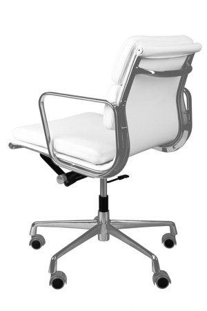 Fotel biurowy CH2171 PREMIUM inspirowany EA217 skóra biała, chrom