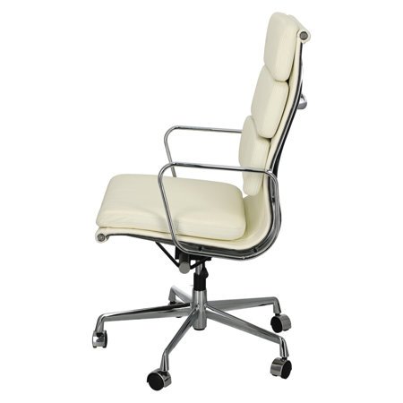 Fotel biurowy CH2191 PREMIUM inspirowany EA219 skóra, chrom biały