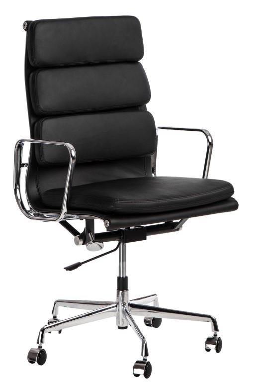 Fotel biurowy CH2191 PREMIUM inspirowany EA219 skóra czarna, chrom 