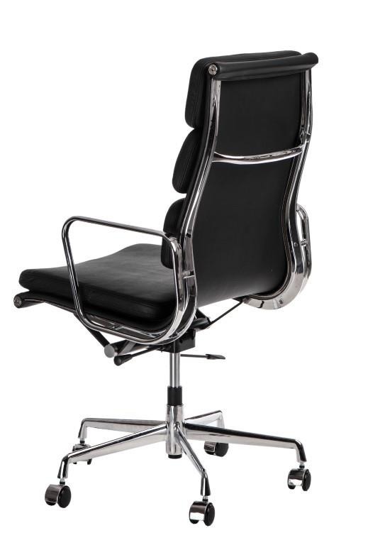 Fotel biurowy CH2191 PREMIUM inspirowany EA219 skóra czarna, chrom 