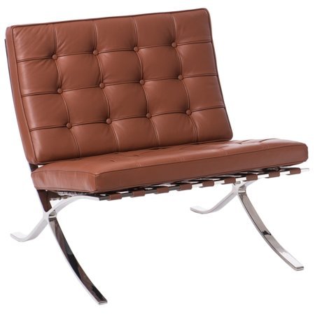 Fotel z podnóżkiem BA1 skóra naturalna brązowy