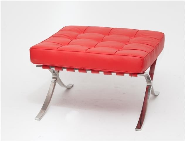 Fotel z podnóżkiem BA1 skóra naturalna czerwony