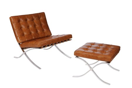 Fotel z podnóżkiem BA1 vintage brązowy jasny