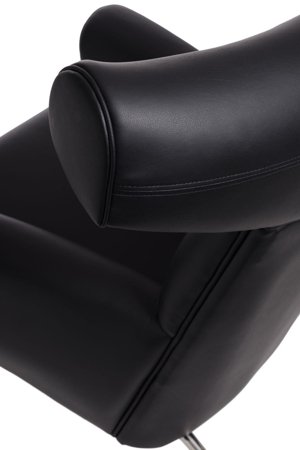 Fotel  z podnóżkiem Wół czarna skóra #4
