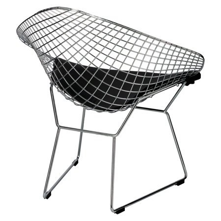 Krzesło HarryArm inspirowane Diamond Armchair czarna poduszka