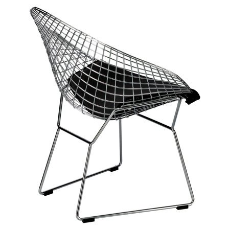 Krzesło HarryArm inspirowane Diamond Armchair czarna poduszka