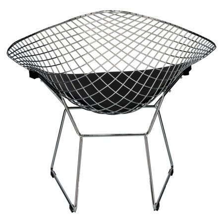 Krzesło HarryArm inspirowane Diamond Armchair czarna poduszka metalowe