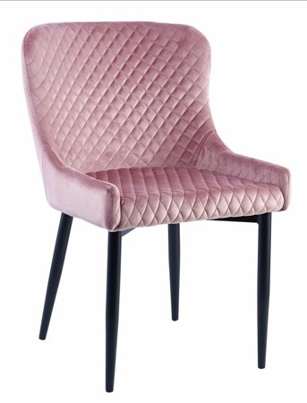Krzesło Luna velvet różowe czarne nogi