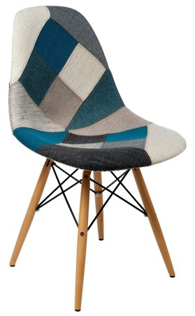 Krzesło P016W Patchwork inspirowane DSW szary/niebieski
