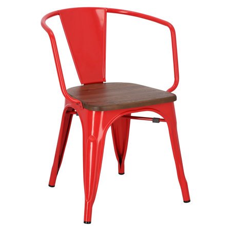 Krzesło Paris Arms Wood czerwone sosna orzech