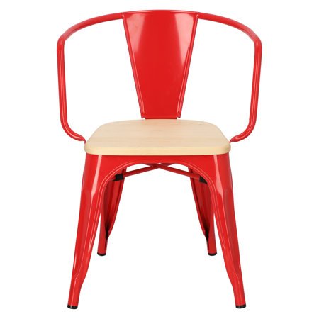 Krzesło Paris Arms Wood sosna naturalna/czerwony metalowe