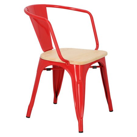Krzesło Paris Arms Wood sosna naturalna/czerwony metalowe