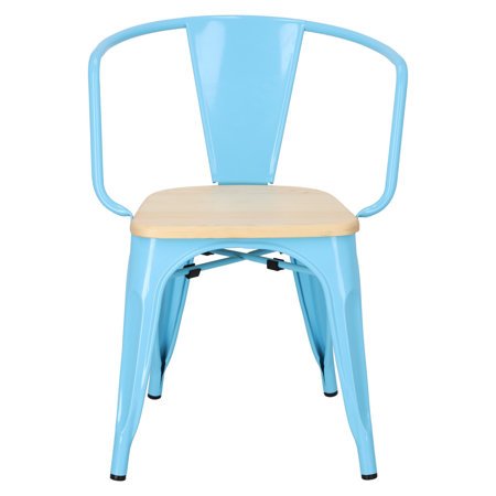 Krzesło Paris Arms Wood sosna naturalna/niebieski metalowe