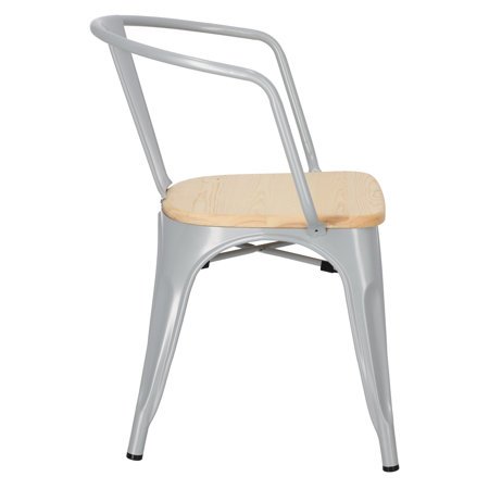 Krzesło Paris Arms Wood sosna naturalna/srebrny metalowe